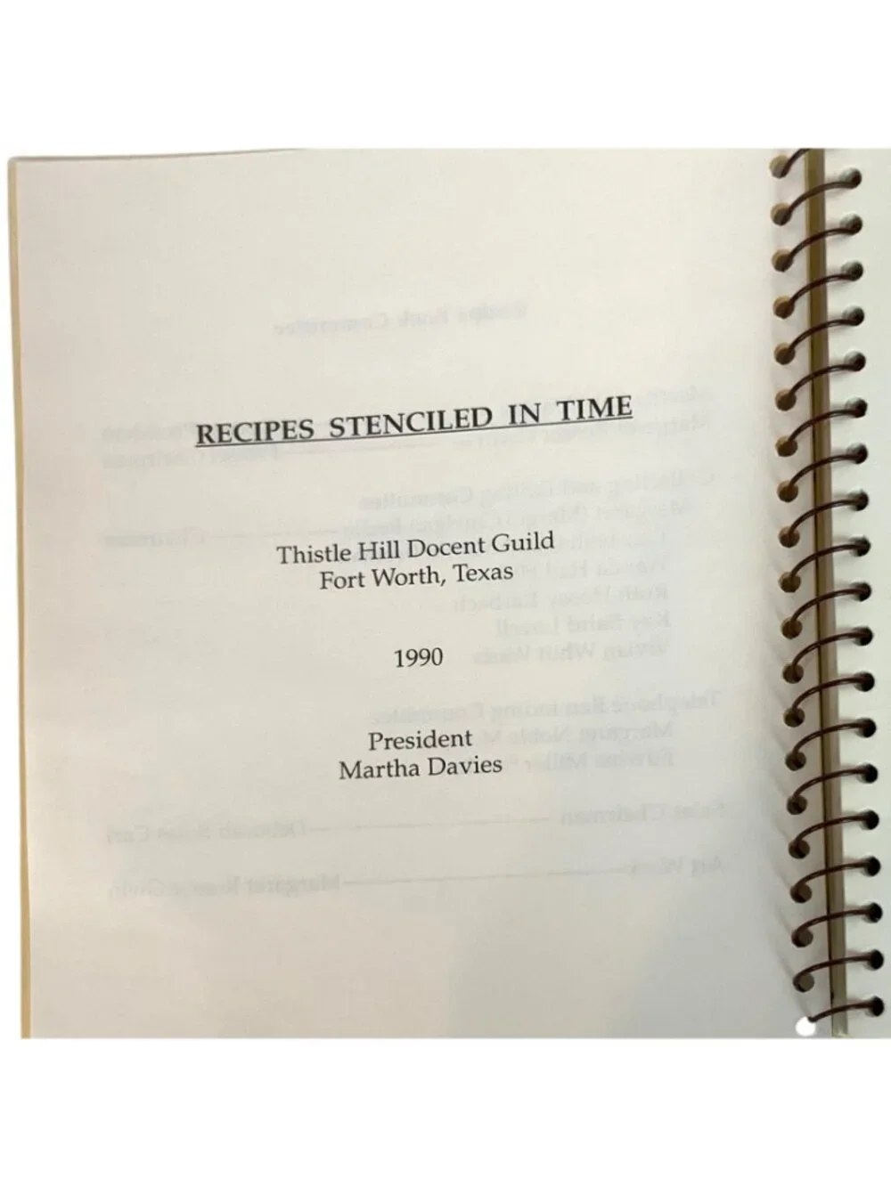 Thistle Hill Docent Guild recipes stenciled